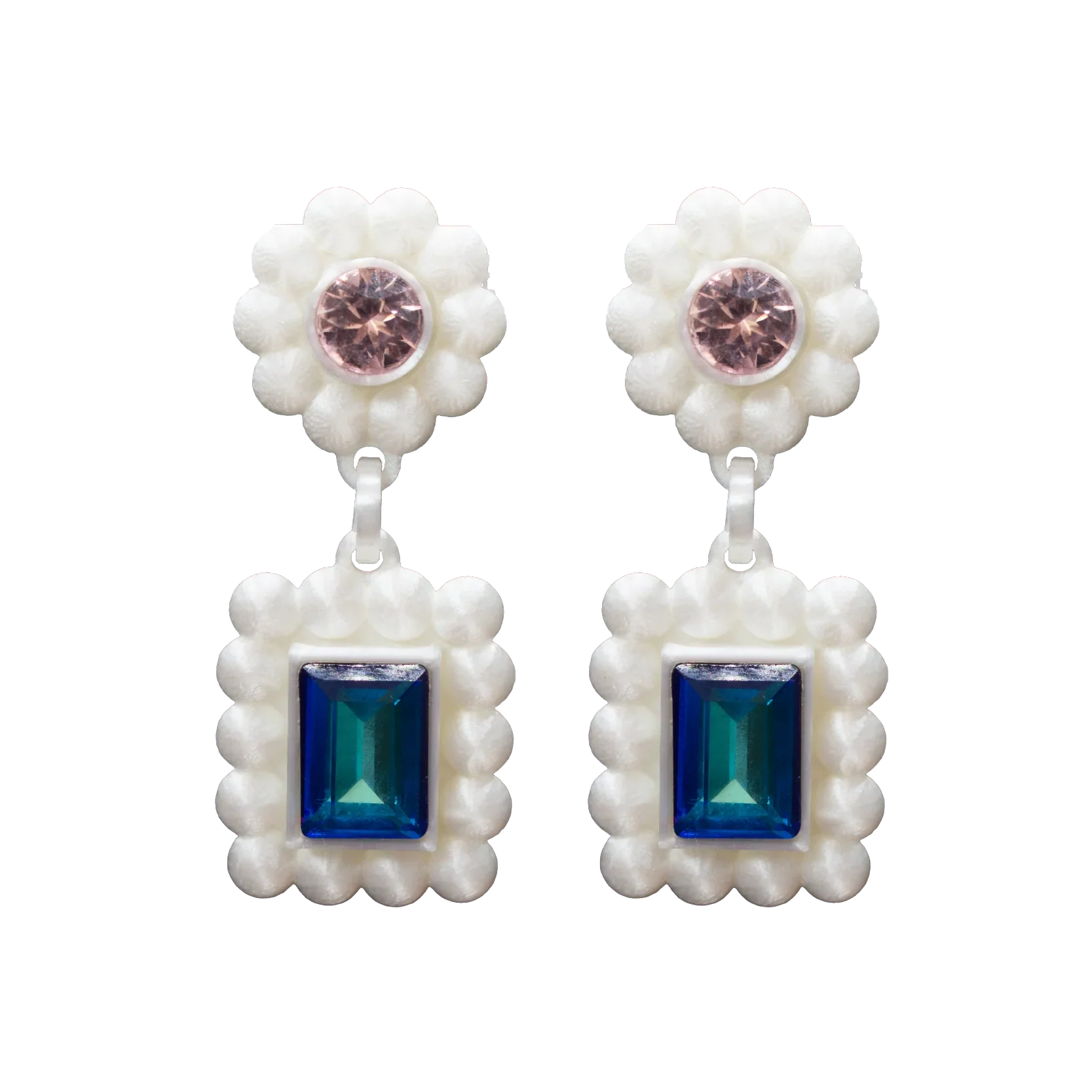 CRYSTAL ROYALTY EARRINGS - DOUBLE RECTANGULAR