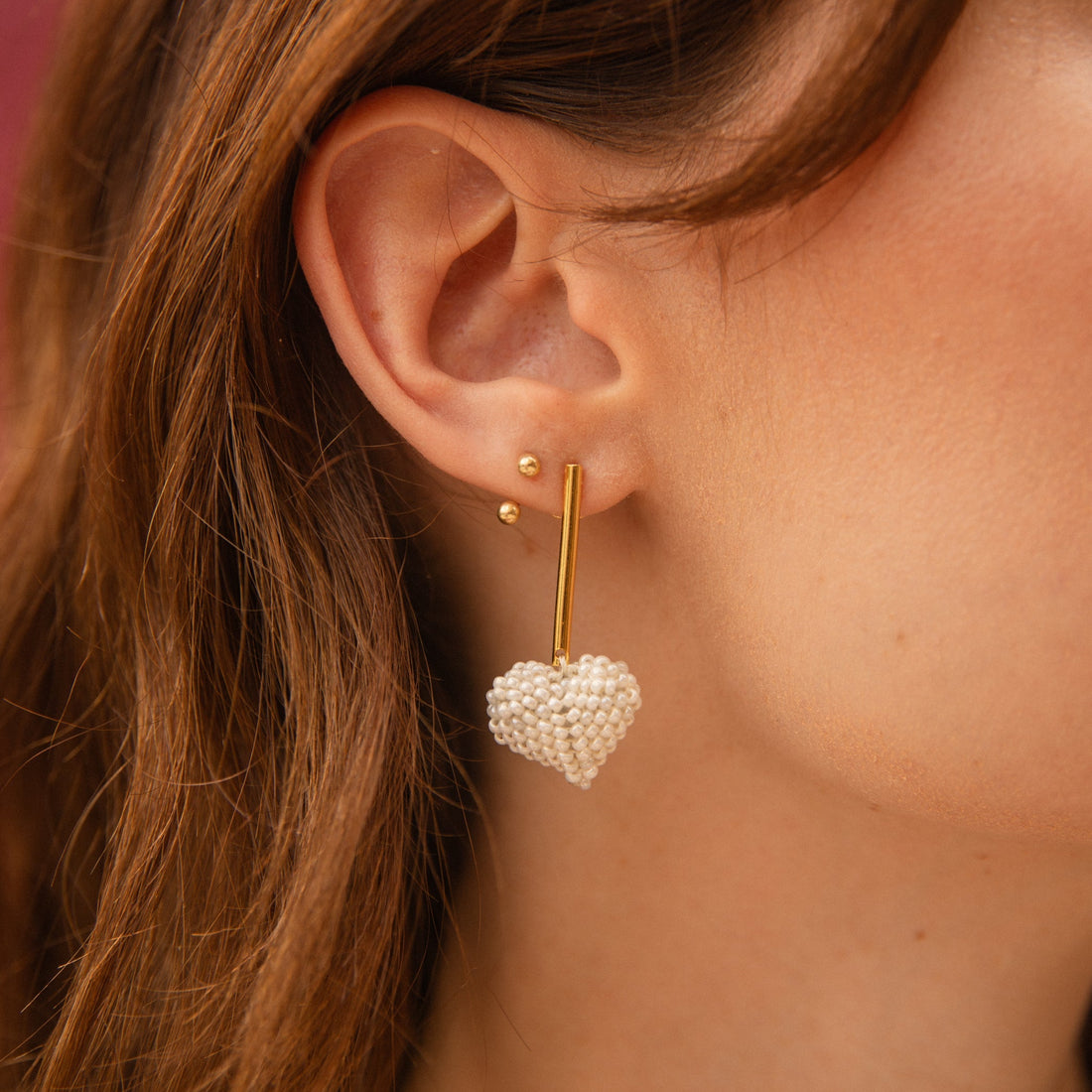 Aretes Puffy Heart blancos