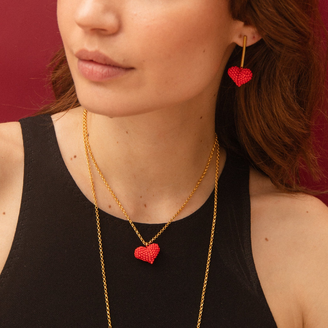 Collar Puffy Heart rojo