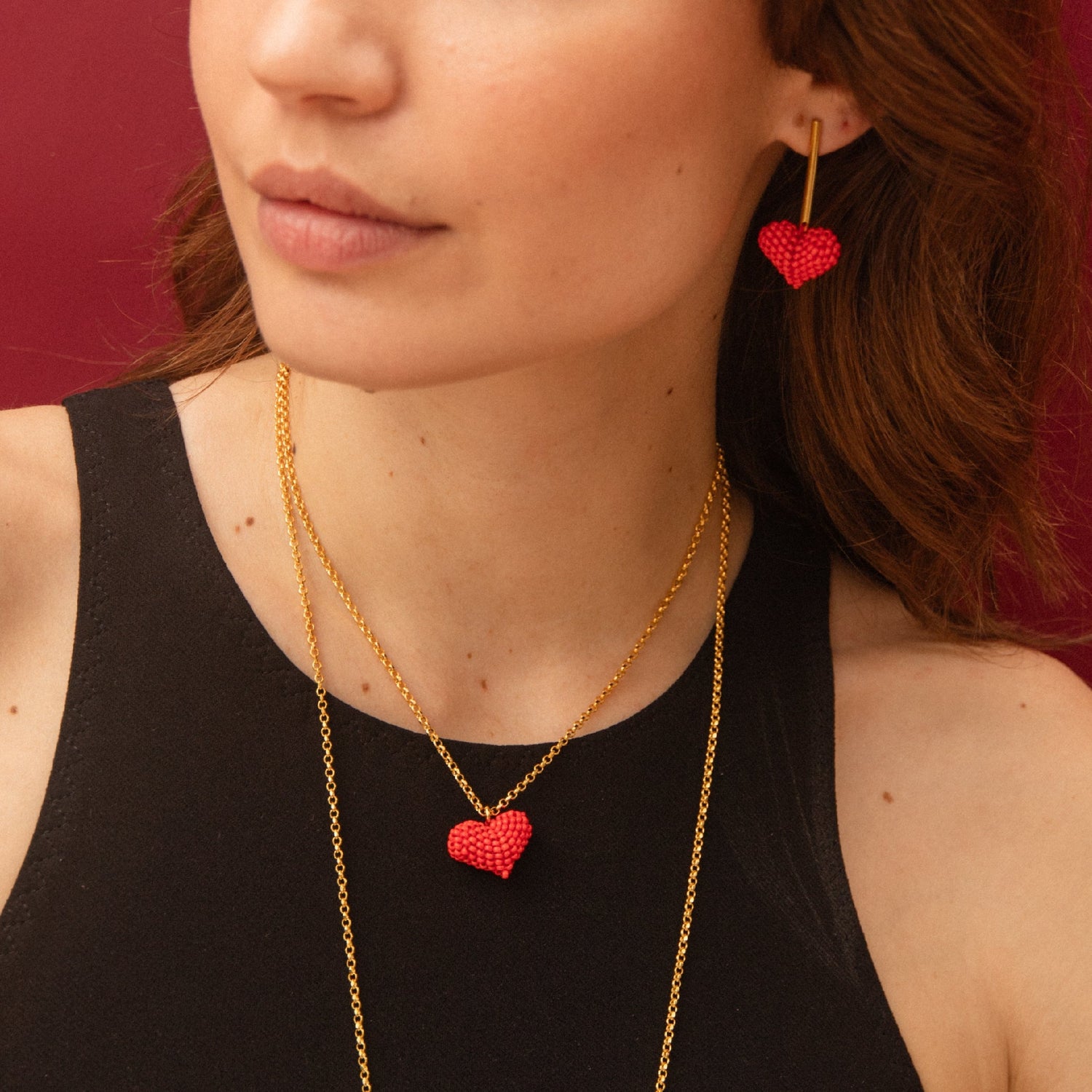 Collar Puffy Heart rojo