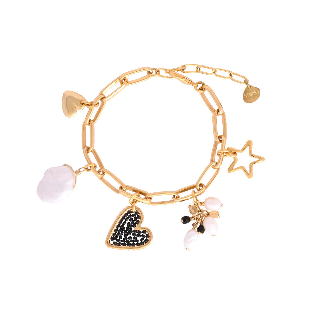 Brazalete Charmy Dorado/Blanco/Negro