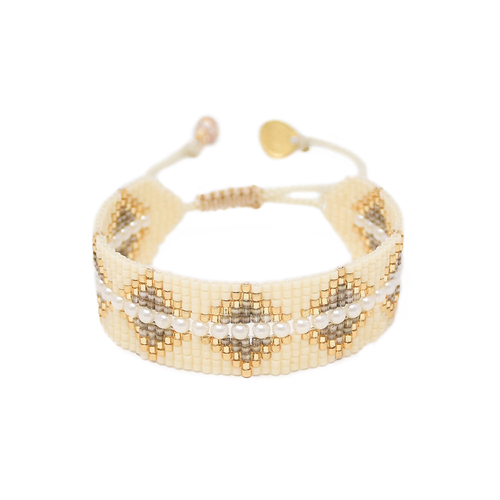 Brazalete Metzi Beige y Dorado