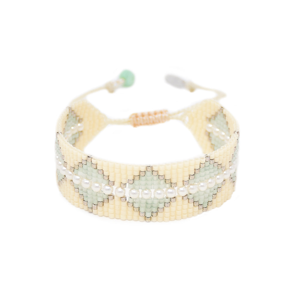 Brazalete Metzi Plateado y Menta