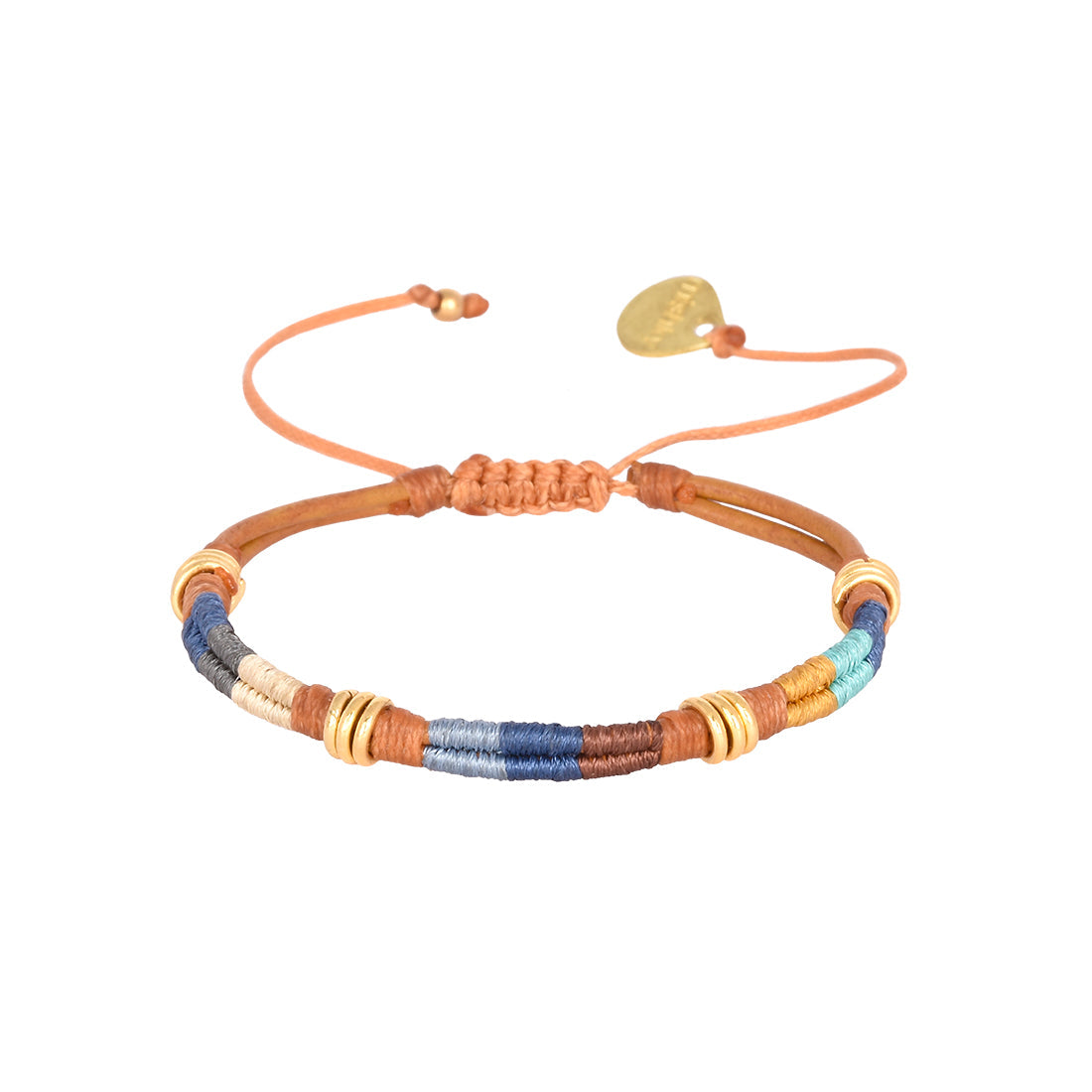 Brazalete Afrique azul en cuero