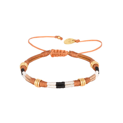 Brazalete Afrique Negro/Blanco en cuero