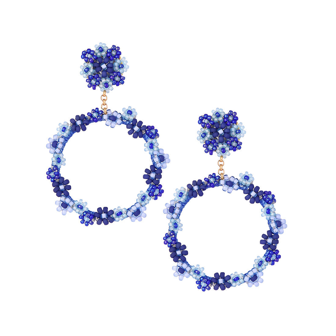 Aretes de aros chapados en oro con flores en Miyuki