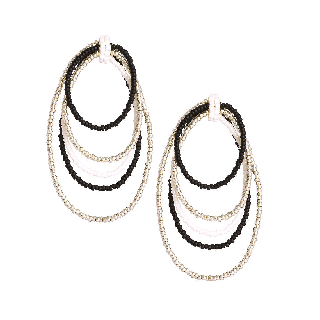 Aretes Lazos Negro/Blanco