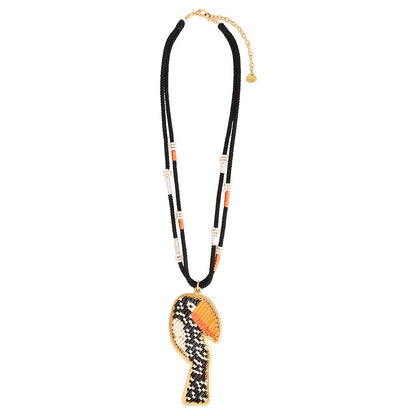 Collar Tucan Negro/Naranja