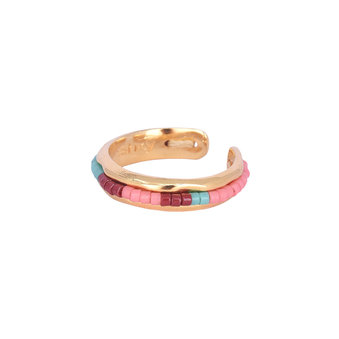 Anillo ajustable chapado en oro y Miyuki