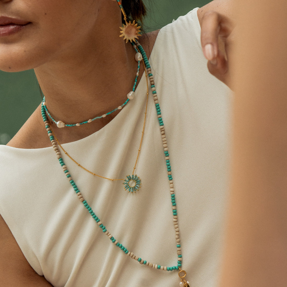 Collar ajustable de perlas y Miyuki