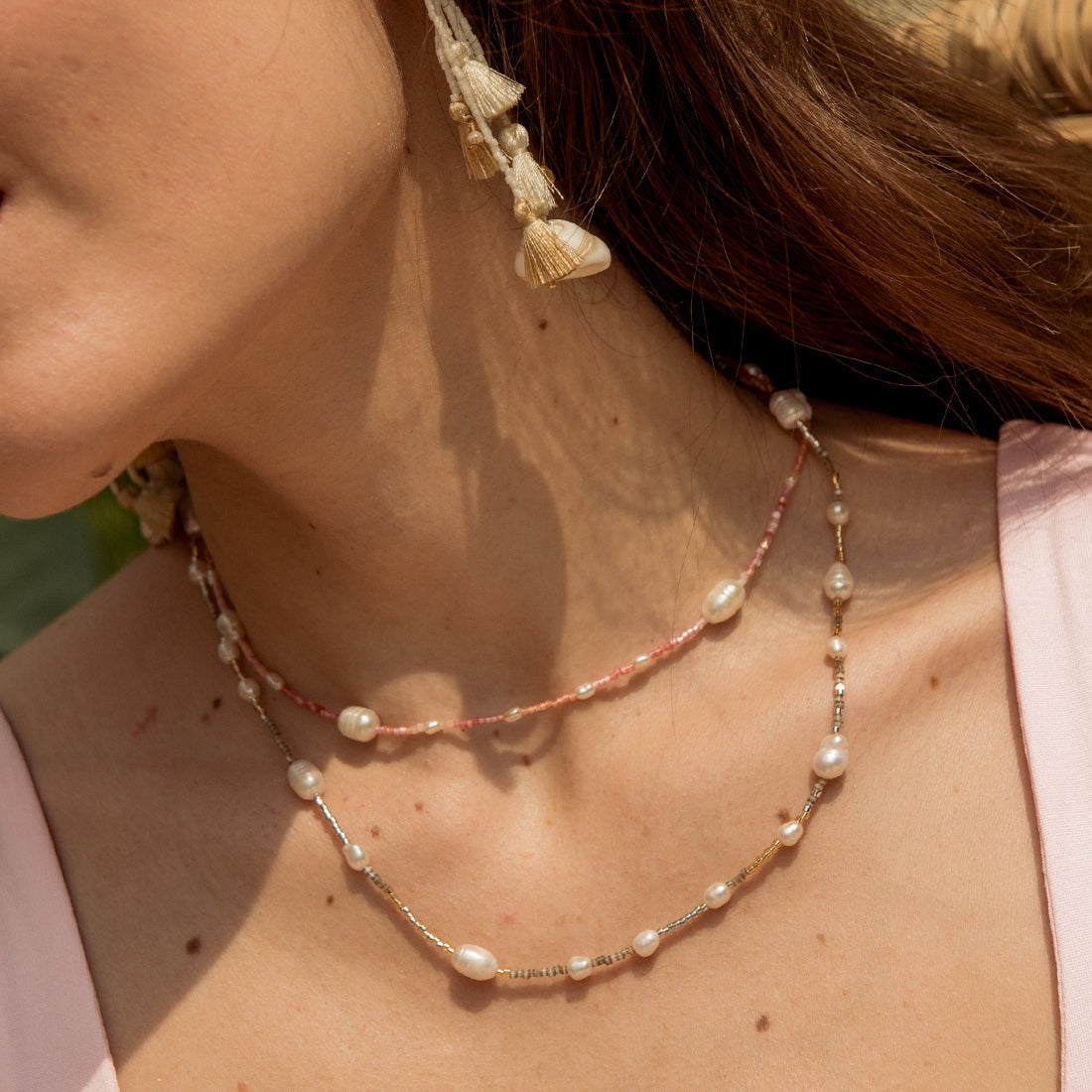 Collar ajustable de perlas y Miyuki