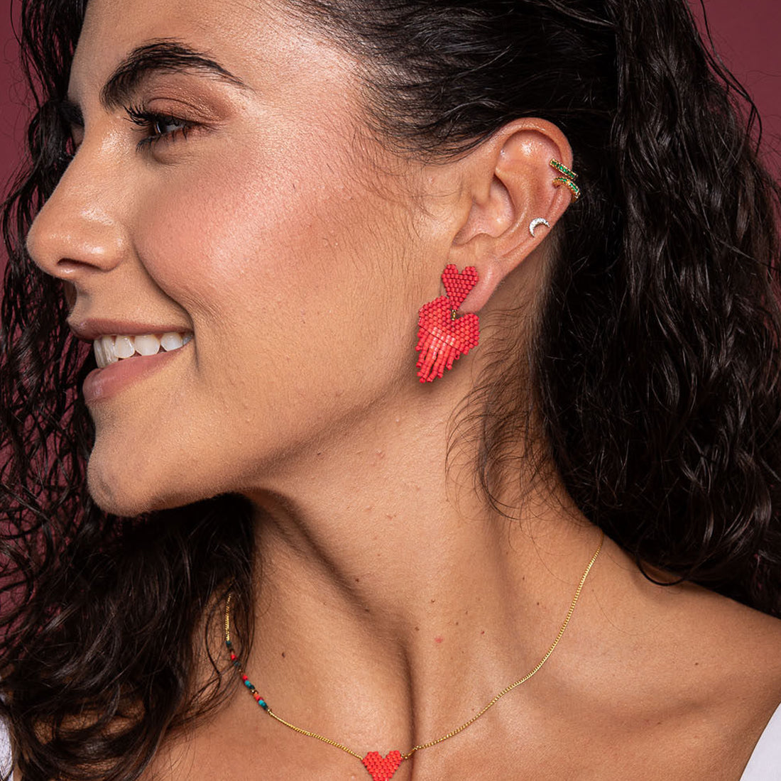 Aretes Fringy Rojos