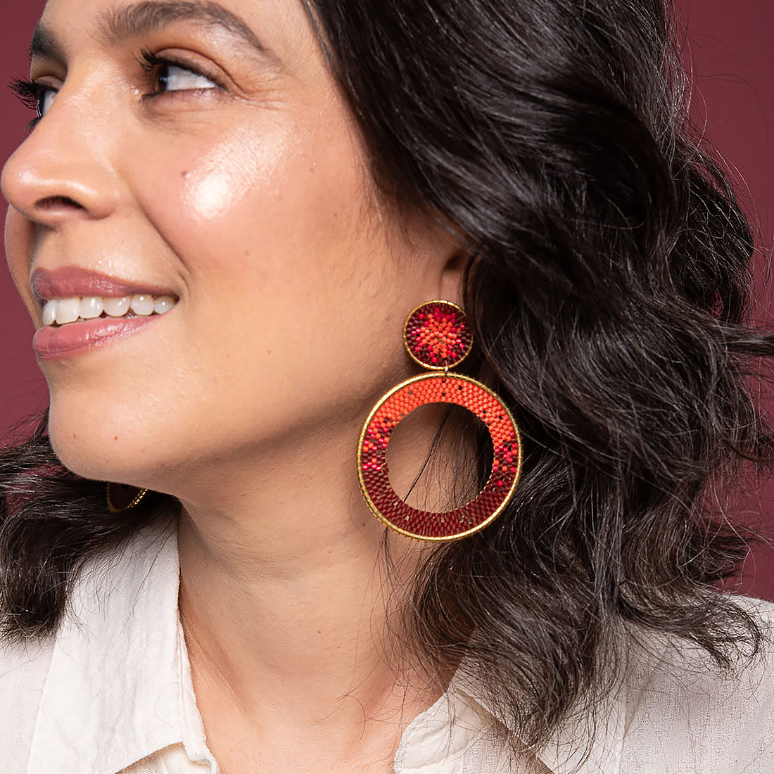 Aretes grandes Ellipse Rojos