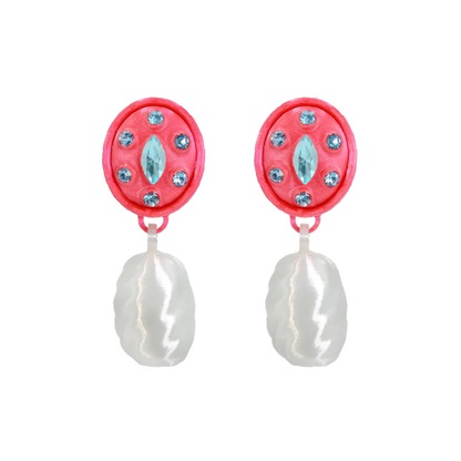 ARETES DE MORITA CON DIJE DE PERLA
