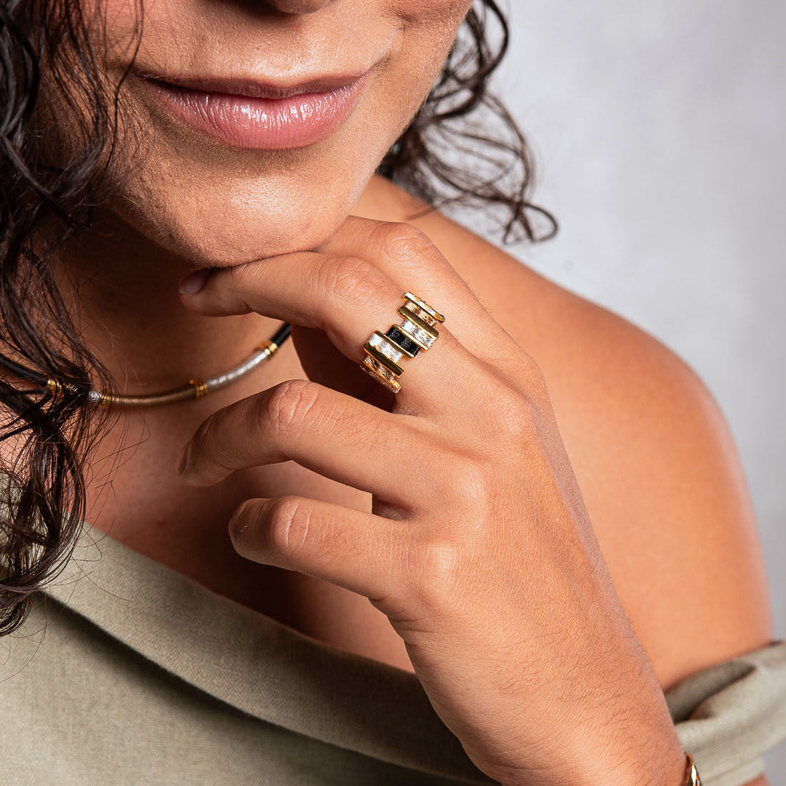 Anillo Tunez Negro/Blanco