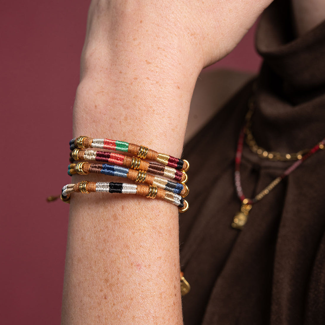 Brazalete Afrique azul en cuero