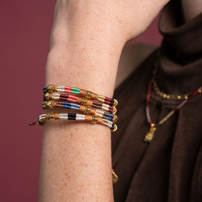 Brazalete Afrique azul en cuero