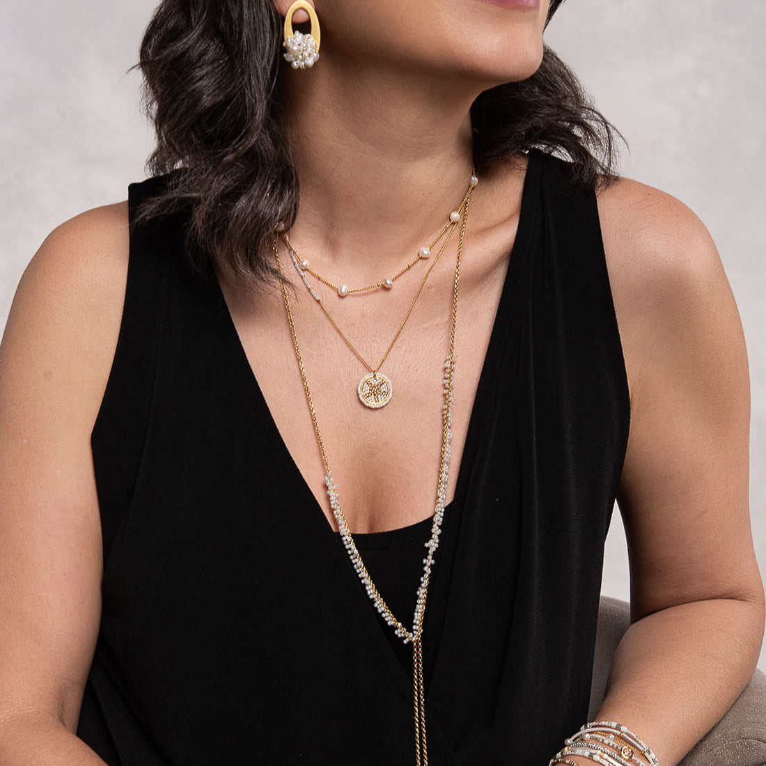 Collar Pearl Chain Dorado