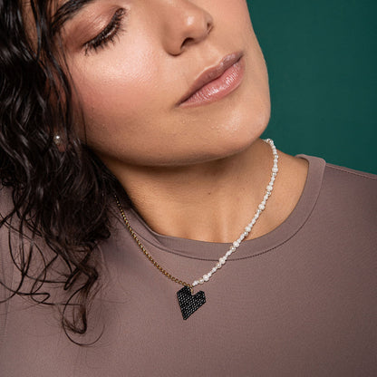Collar Pearly Heartsy Negro