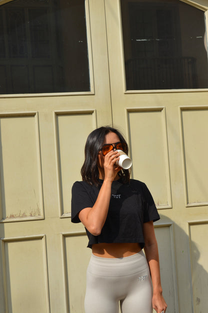 Oversized Cropped T-shirt Black