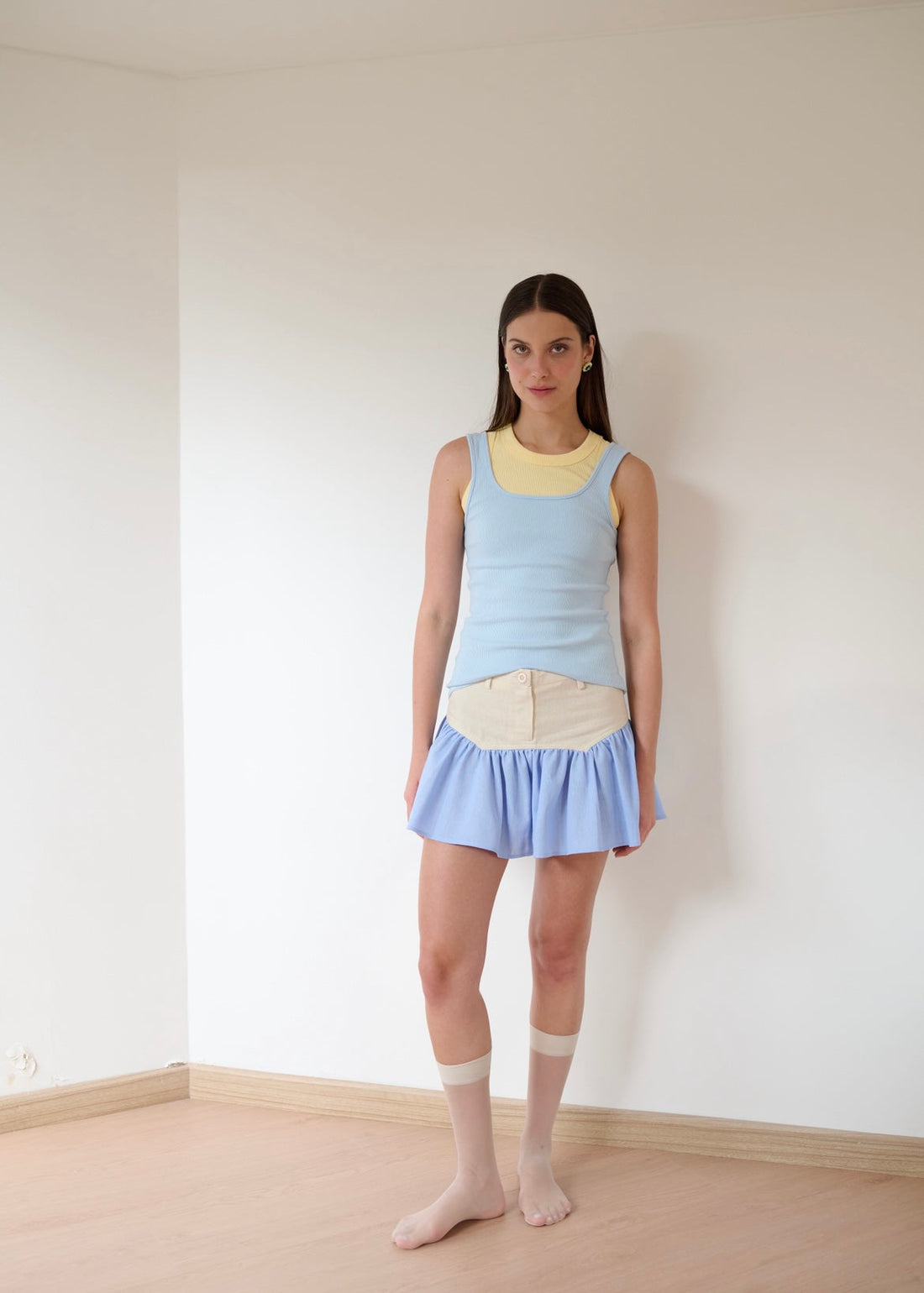 SAND STRIPE MINI SKIRT (SKY)