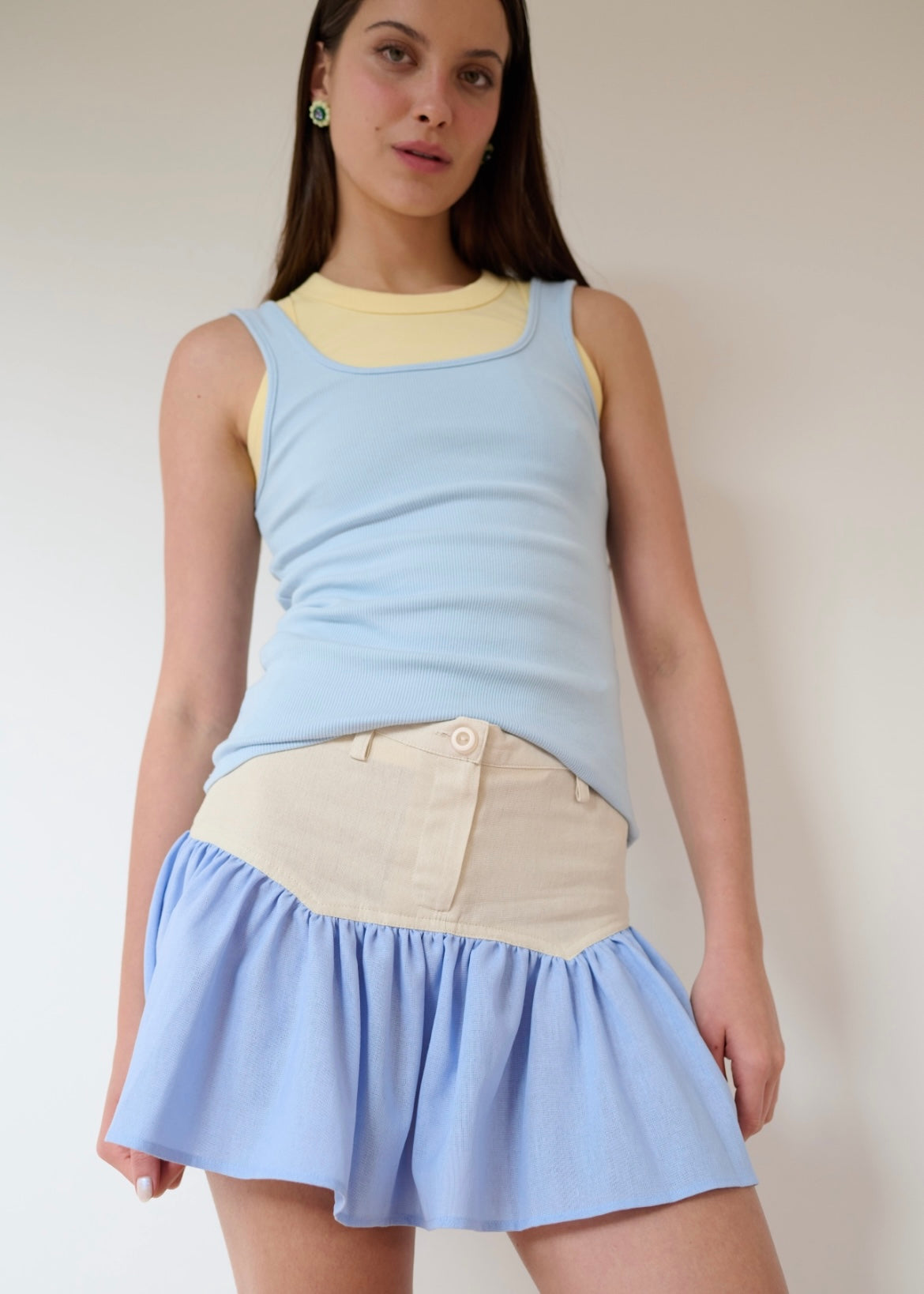SAND STRIPE MINI SKIRT (SKY)