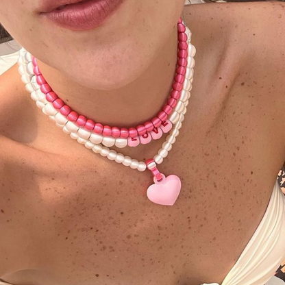 COLLAR CON CADENA DE PERLAS Y DIJE DE RELICARIO