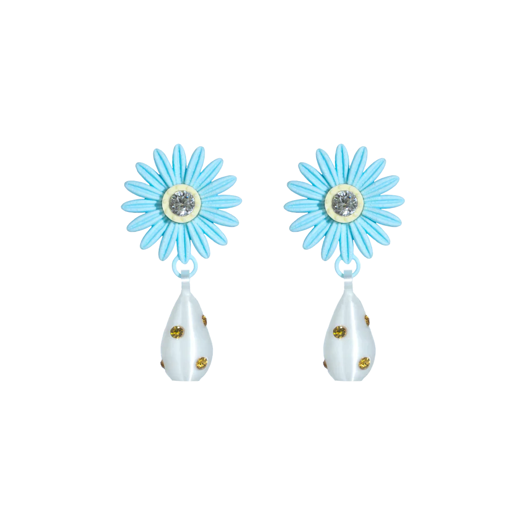 ARETES DE MARGARITA CON DIJE DE PERLA