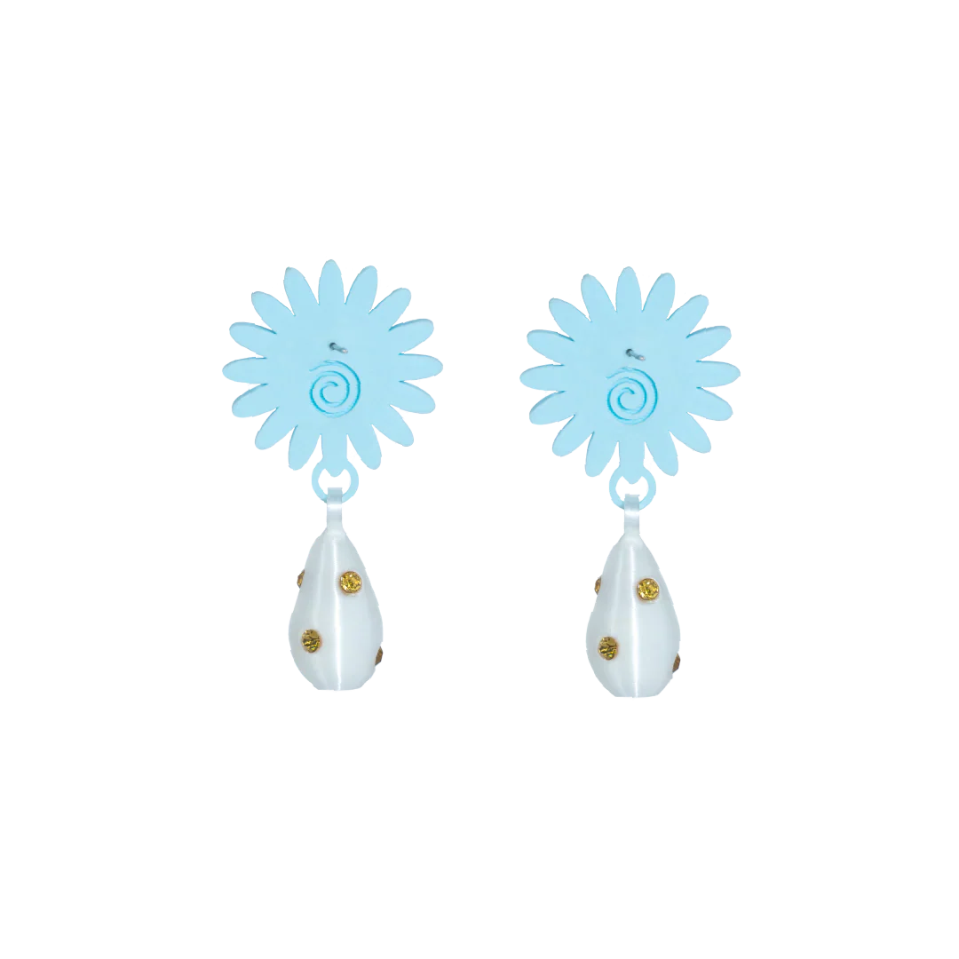 ARETES DE MARGARITA CON DIJE DE PERLA