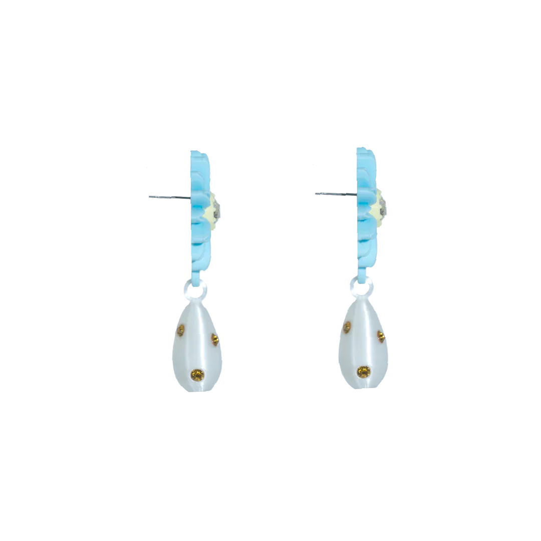 ARETES DE MARGARITA CON DIJE DE PERLA