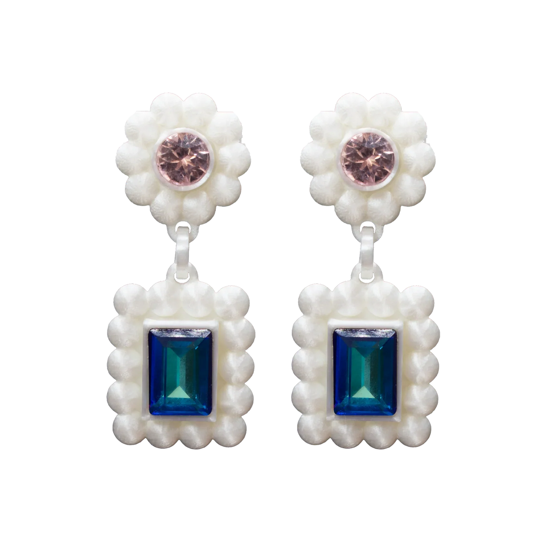 CRYSTAL ROYALTY EARRINGS - DOUBLE RECTANGULAR