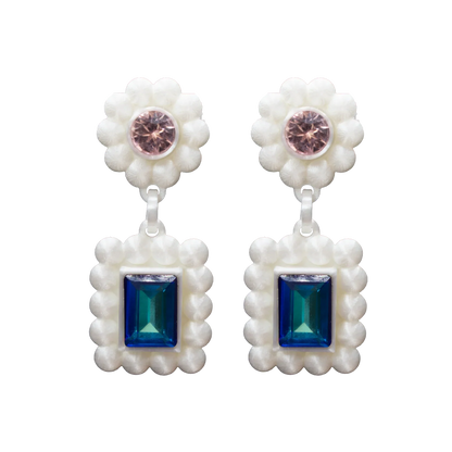 CRYSTAL ROYALTY EARRINGS - DOUBLE RECTANGULAR
