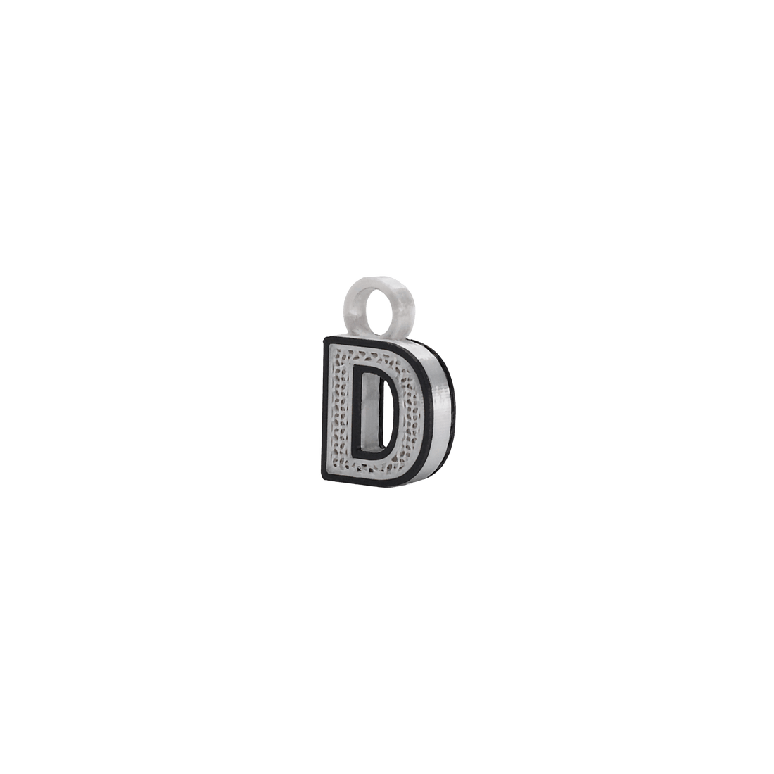 DIJE LETRA - PLATEADO + NEGRO