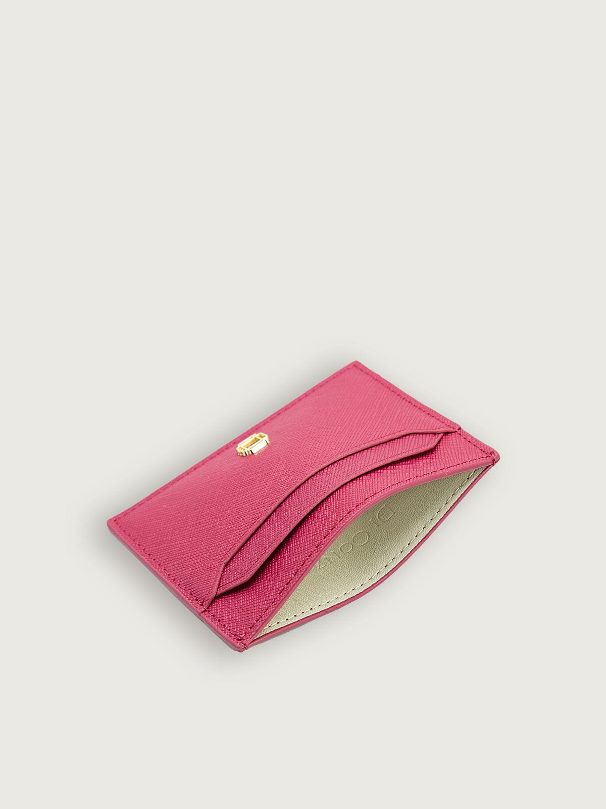 TARJETERO COMPACTO CUERO SAFFIANO FUCSIA