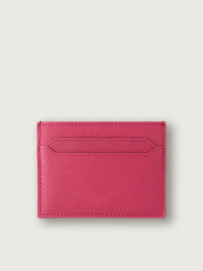 TARJETERO COMPACTO CUERO SAFFIANO FUCSIA