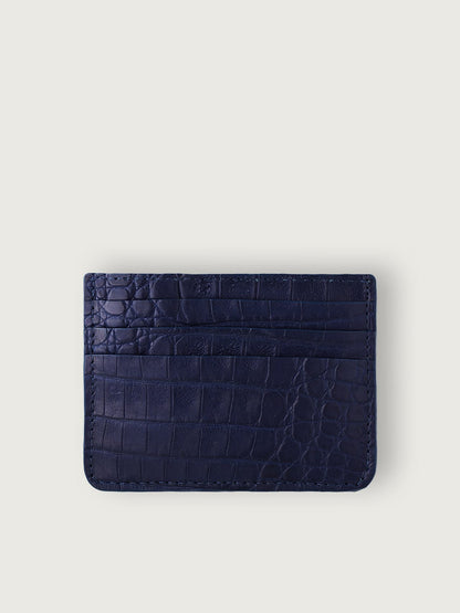 TARJETERO SLIM COCODRILO GENUINO - AZUL NAVY