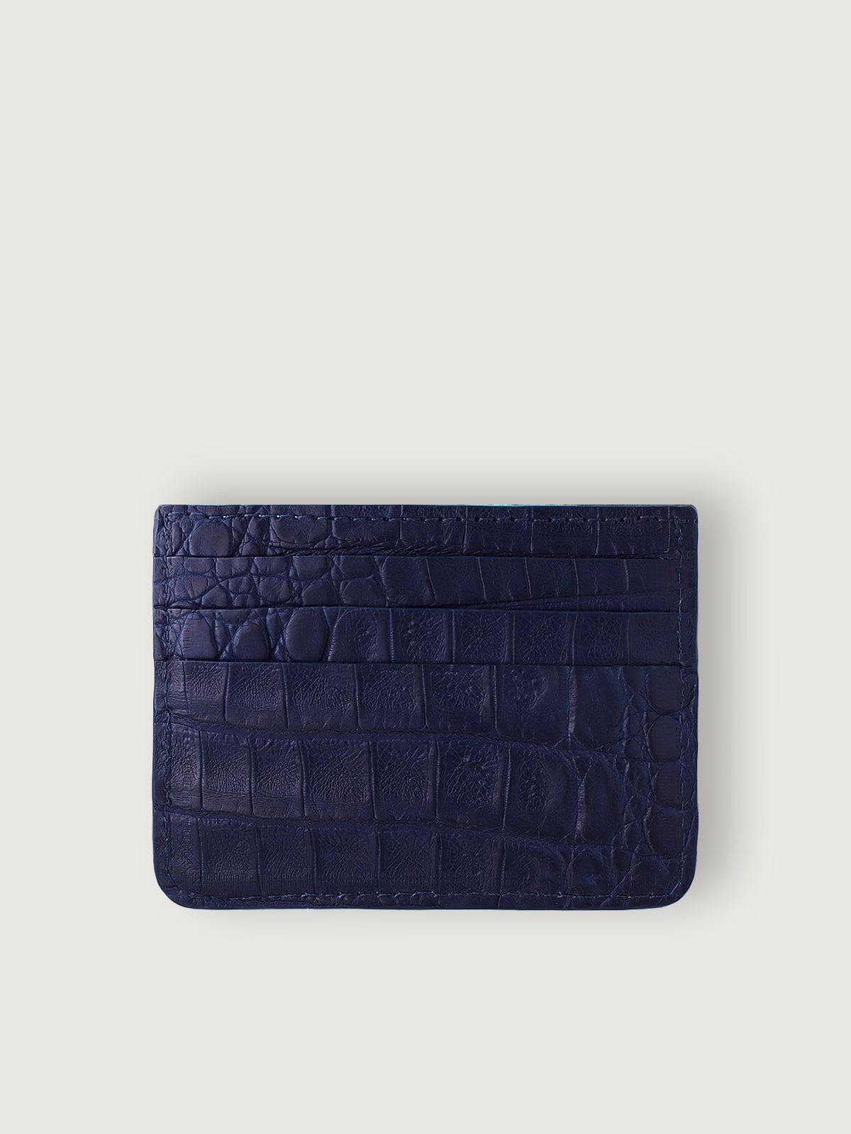 TARJETERO SLIM COCODRILO GENUINO - AZUL NAVY