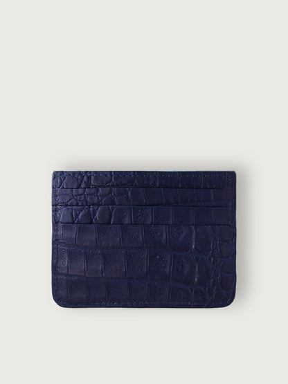 TARJETERO SLIM COCODRILO GENUINO - AZUL NAVY