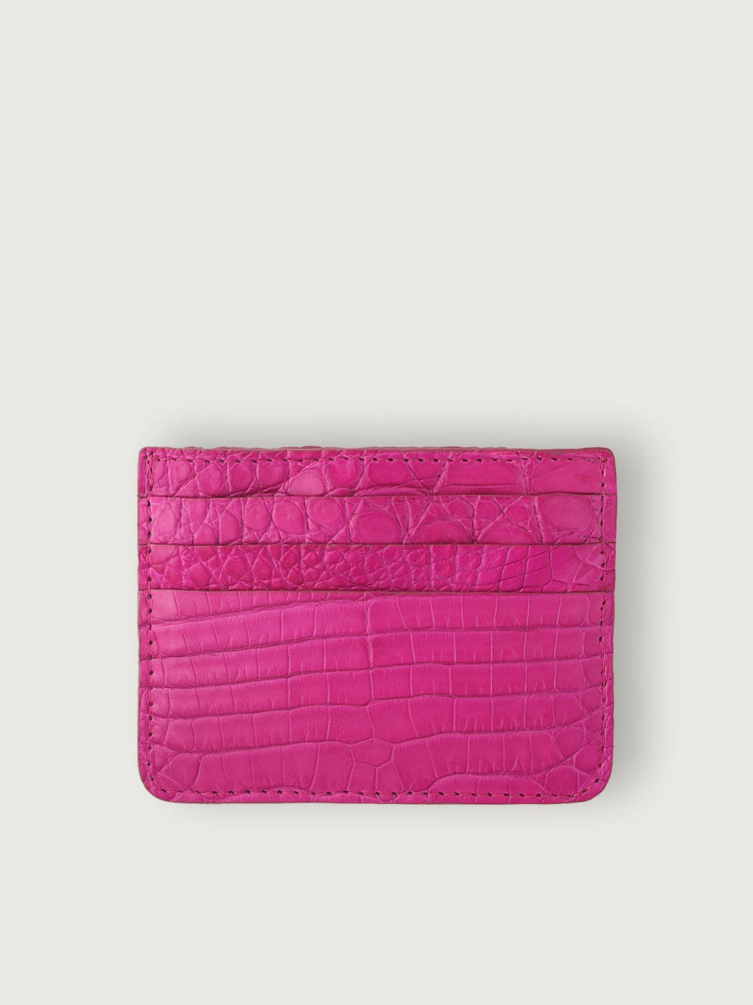 TARJETERO SLIM COCODRILO GENUINO - FUCSIA
