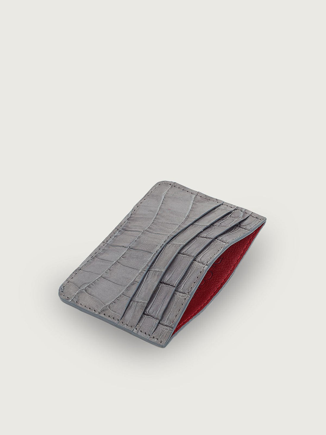 TARJETERO SLIM COCODRILO GENUINO - GRIS