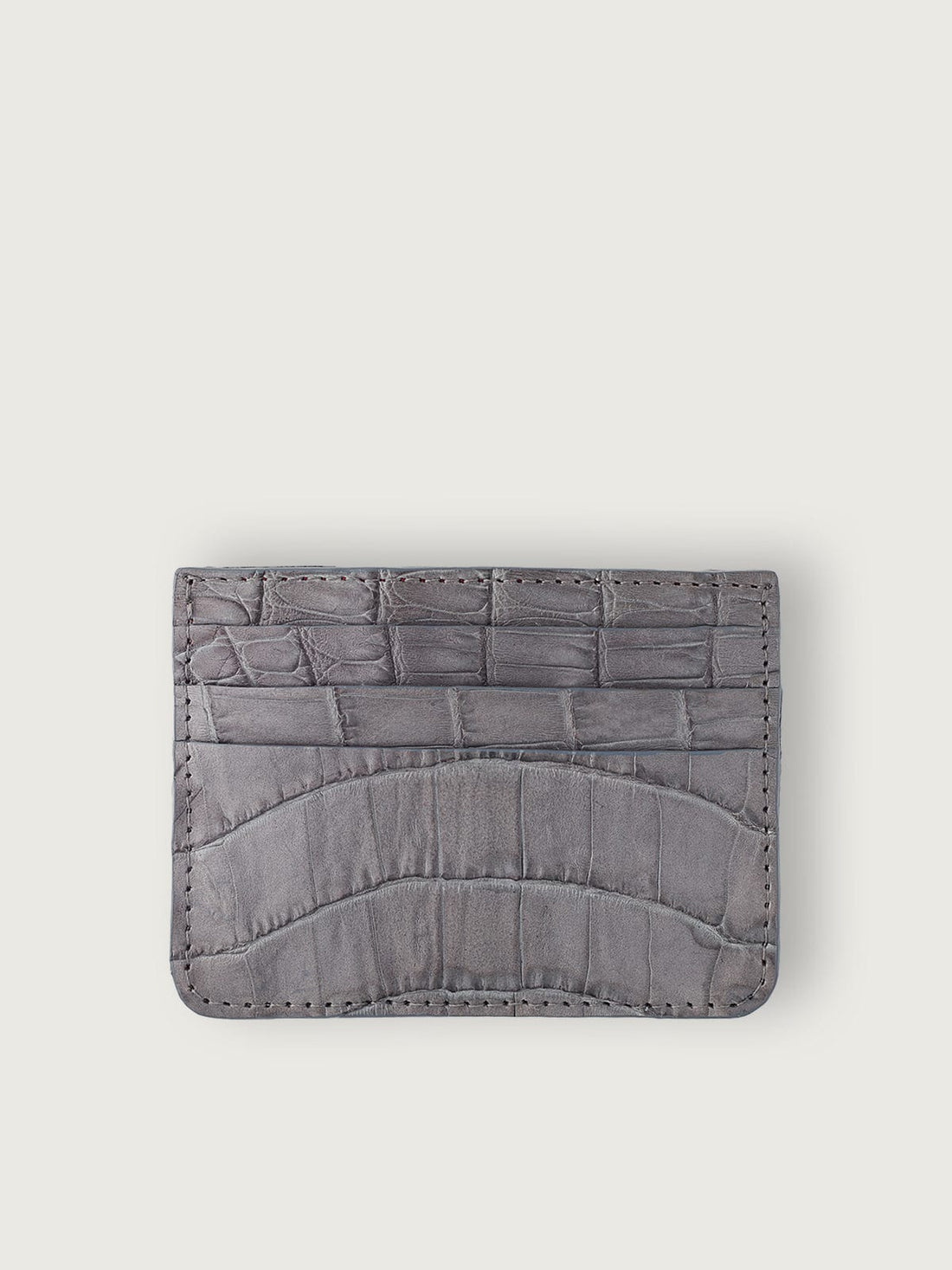 TARJETERO SLIM COCODRILO GENUINO - GRIS