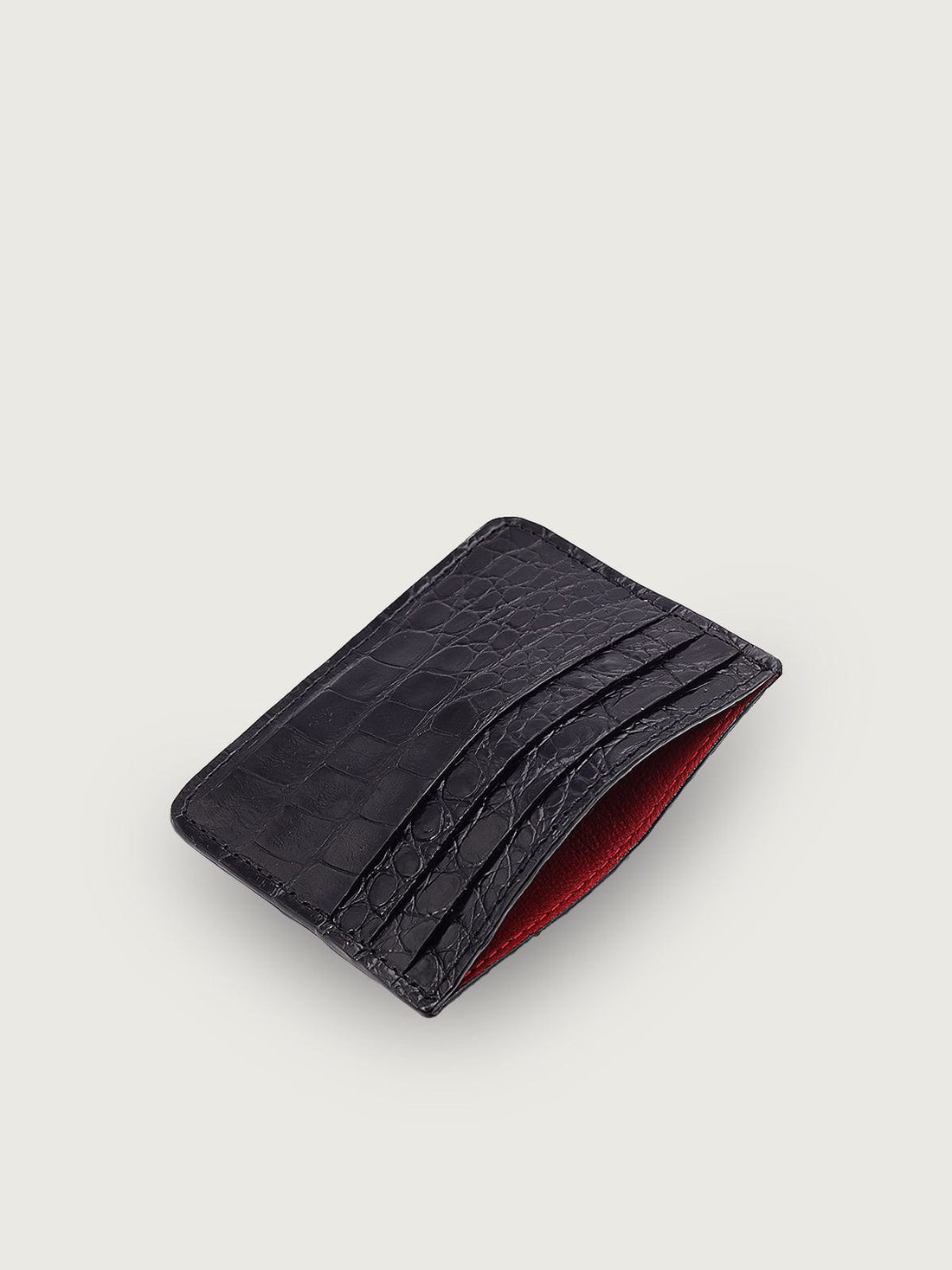 TARJETERO SLIM COCODRILO GENUINO - NEGRO