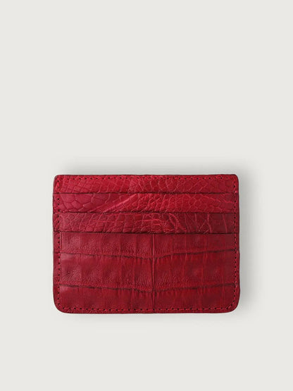 TARJETERO SLIM COCODRILO GENUINO - ROJO OSCURO