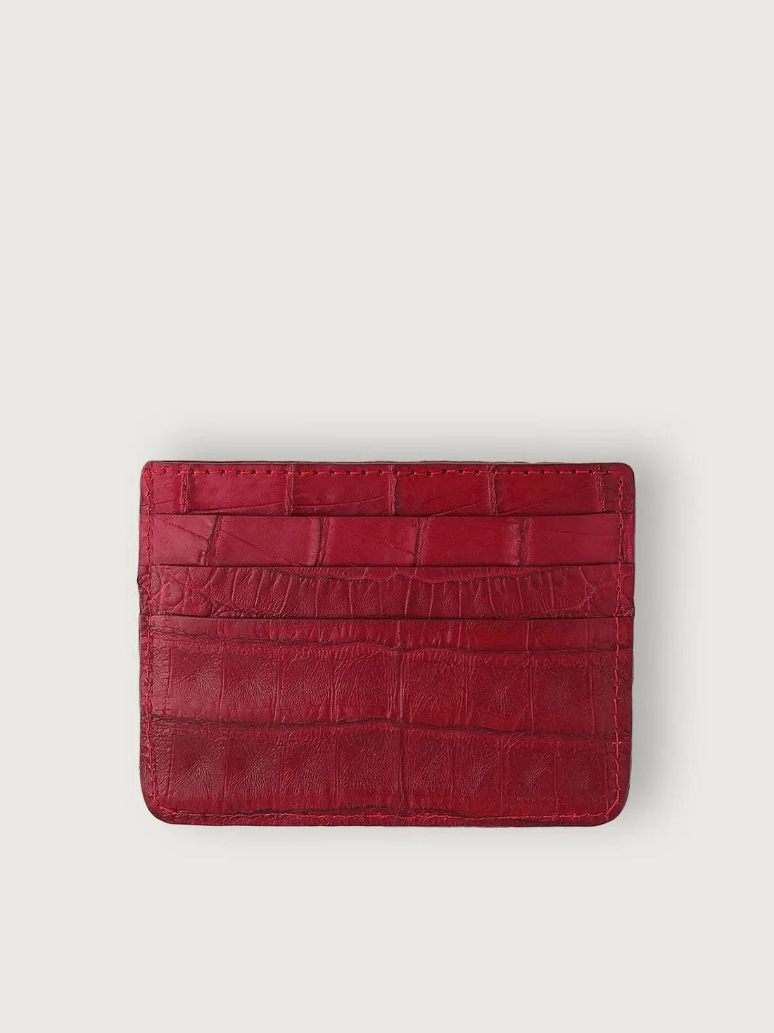 TARJETERO SLIM COCODRILO GENUINO - ROJO OSCURO