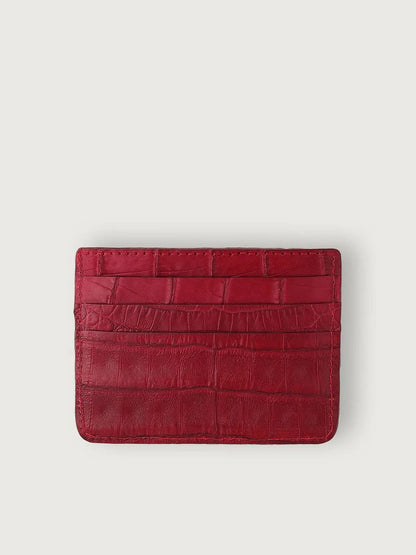 TARJETERO SLIM COCODRILO GENUINO - ROJO OSCURO