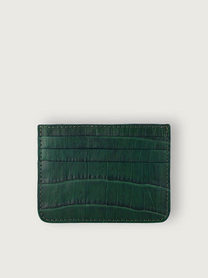 TARJETERO SLIM COCODRILO GENUINO - VERDE OSCURO