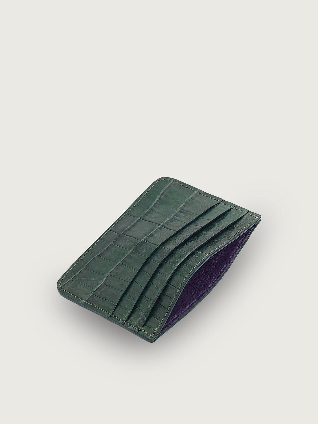 TARJETERO SLIM COCODRILO GENUINO - VERDE OSCURO