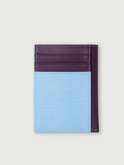 TARJETERO VERTICICAL DE CUERO BORGOÑA PARA 8 TARJETAS