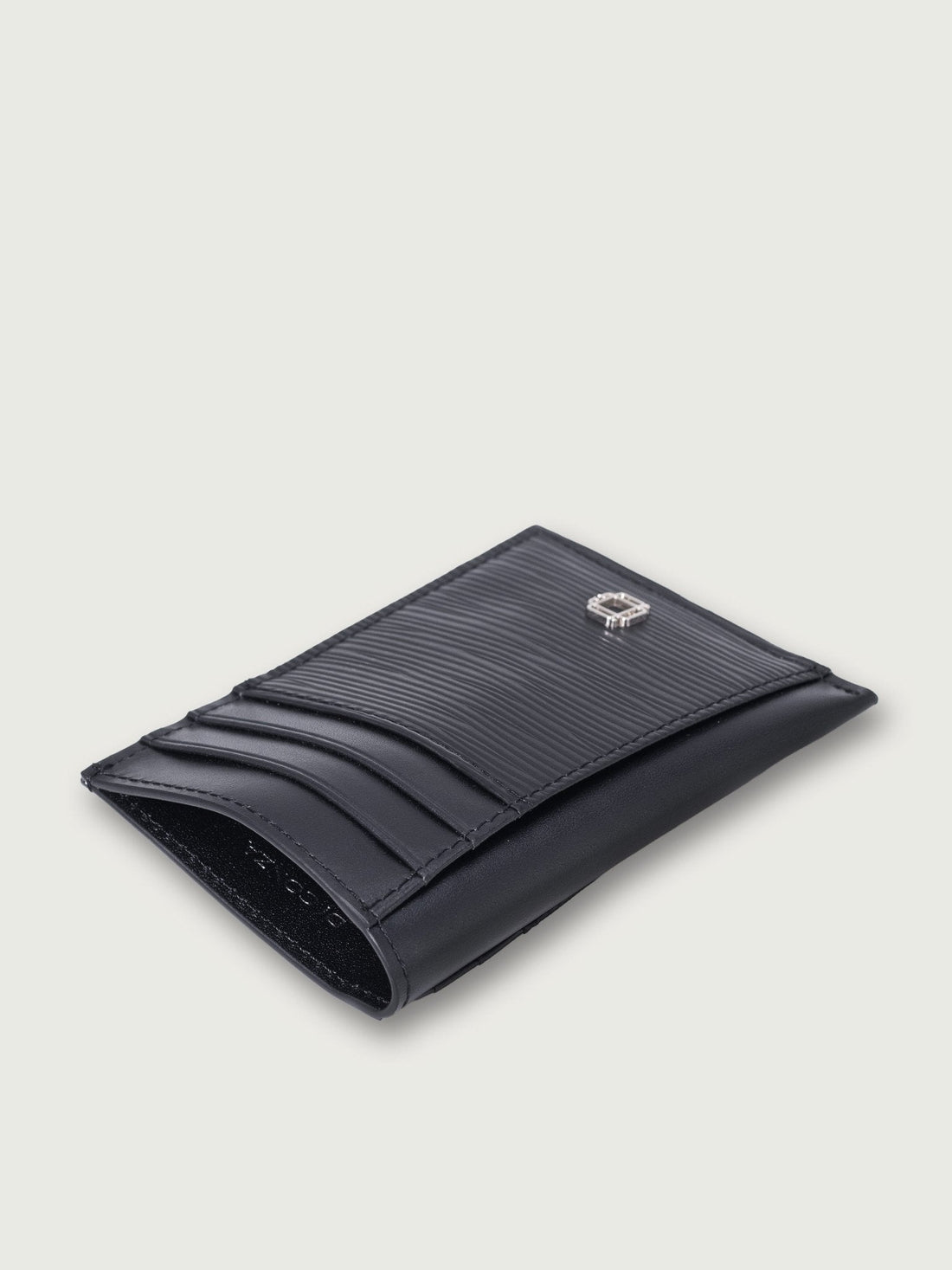 TARJETERO VERTICICAL DE CUERO NEGRO PARA 8 TARJETAS