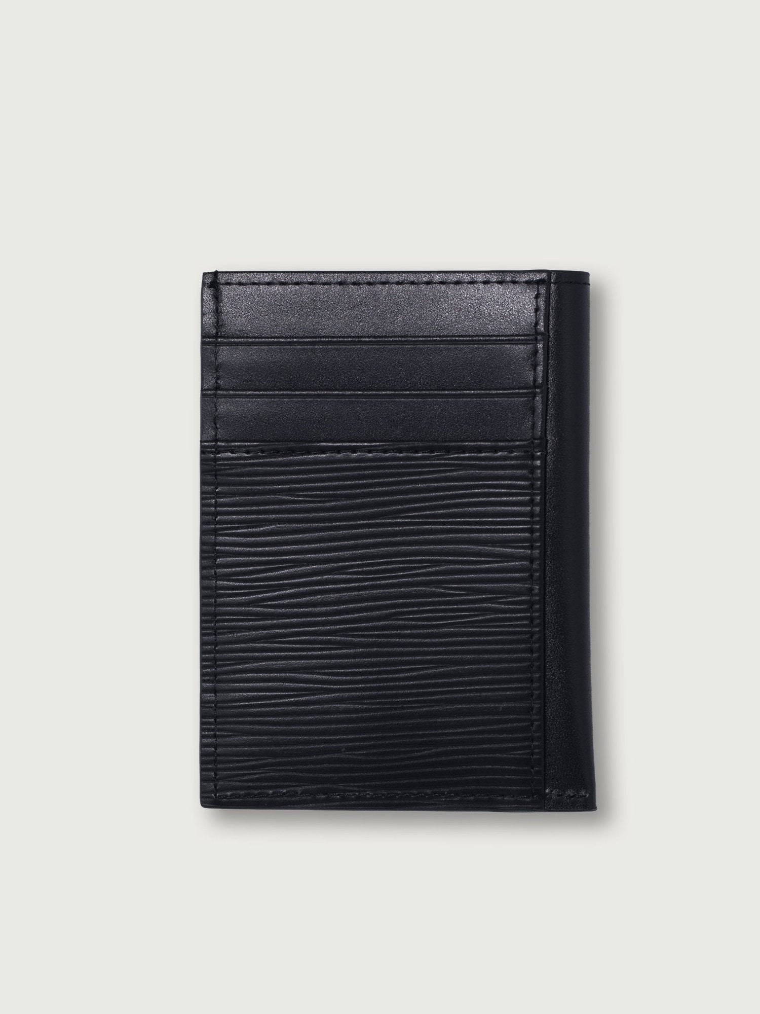 TARJETERO VERTICICAL DE CUERO NEGRO PARA 8 TARJETAS